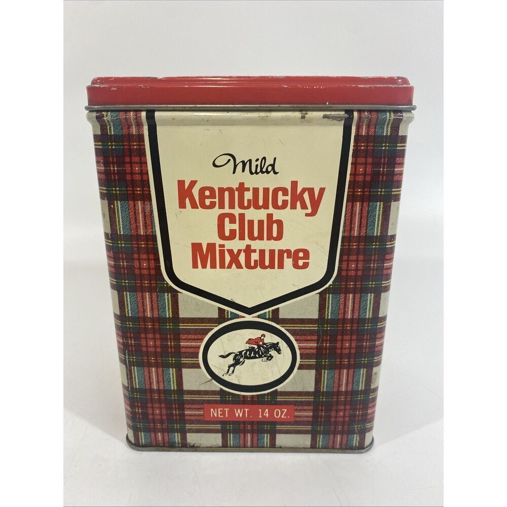 Vtg Kentucky Club Mixture Tobacco Tin 14 Oz‎ Large Empty Horse Racing USA Made